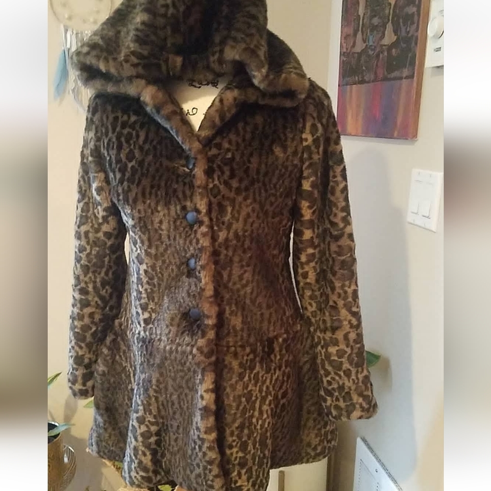 Free People Leopard Faux Fur Coat